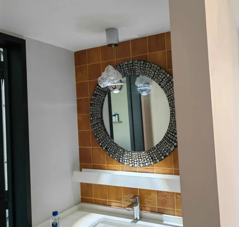 Miroir Mural Décoratif Rond – Nacre & MDF Style Nordique, 5 Designs