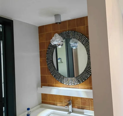 Miroir Mural Décoratif Rond – Nacre & MDF Style Nordique, 5 Designs