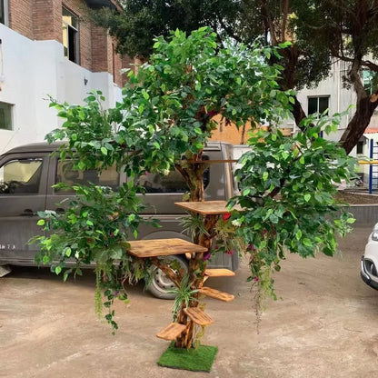 Arbre à Chat en Bois Naturel - Aire de Jeux, Escalade et Repos pour Chats