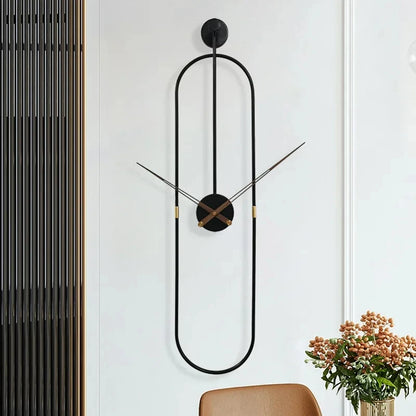 Horloge Murale Luxe Art Ovale Métal Silencieuse – Dorée ou Noire
