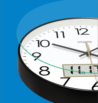 Horloge Murale Moderne – Température, Calendrier & Analogique Silencieuse