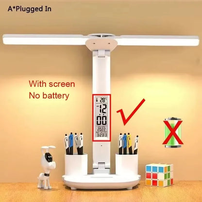 Lampe de Bureau LED Rechargeable – Horloge, Ventilateur & Affichage Intégrés