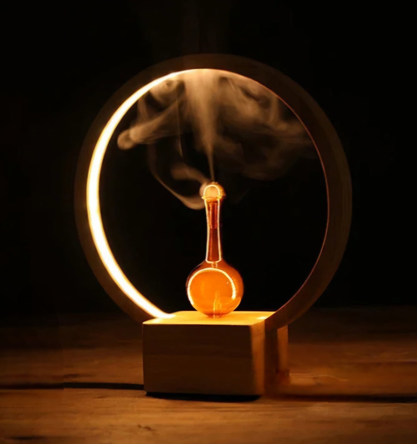 Diffuseur d’Huiles Essentielles Sans Eau, en Bois et Verre – Lampe d’Ambiance