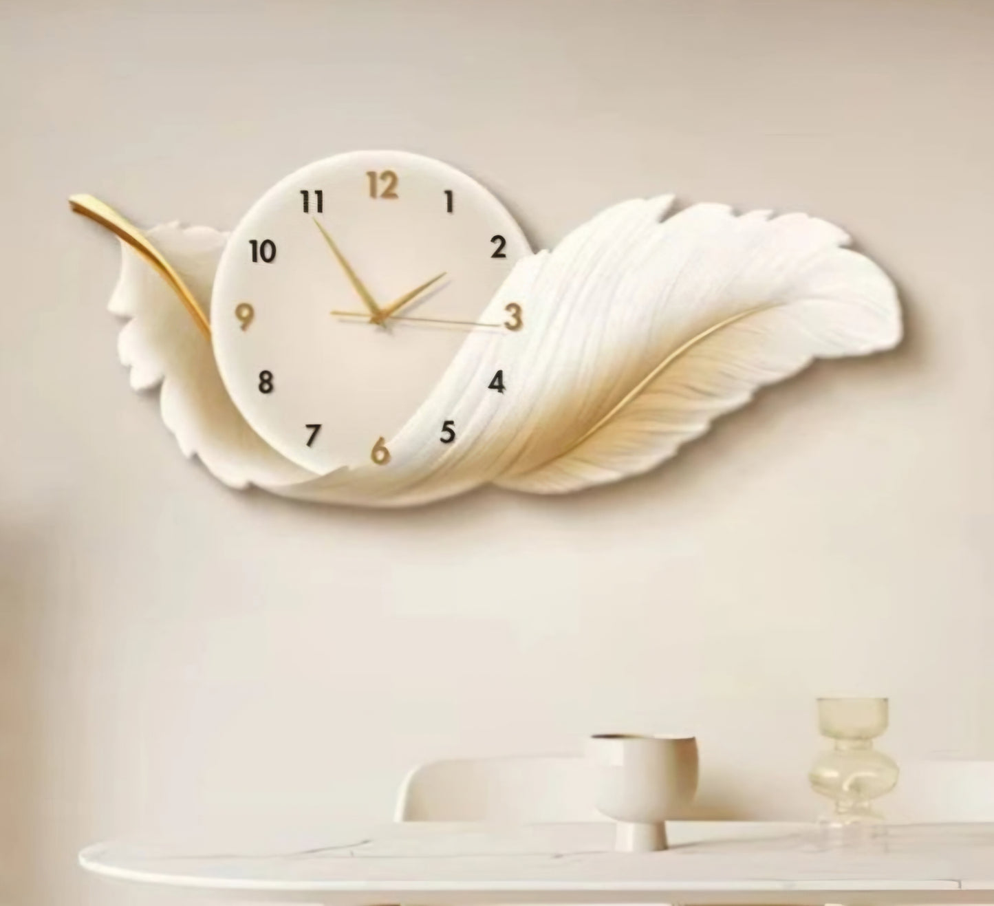 Horloge Murale Design Plume Luxe