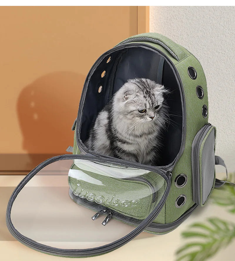 Sac à dos de transport transparent pour chat avec bulle d'observation