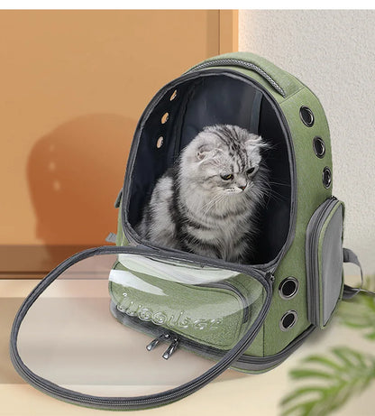 Sac à dos de transport transparent pour chat avec bulle d'observation