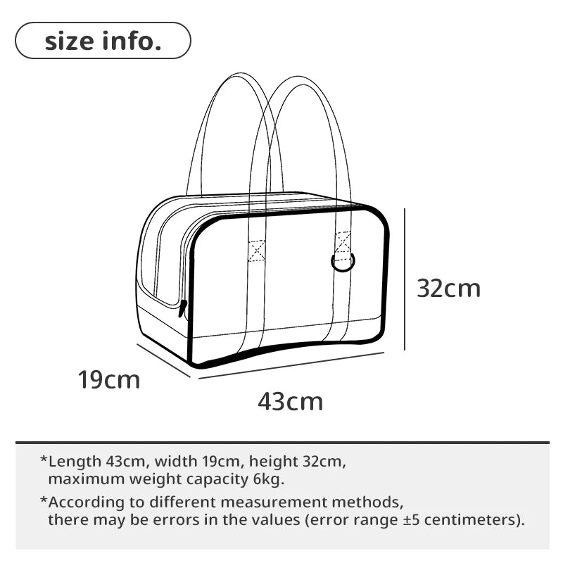 Sac de transport pour chien avec panneaux transparents et double poignée