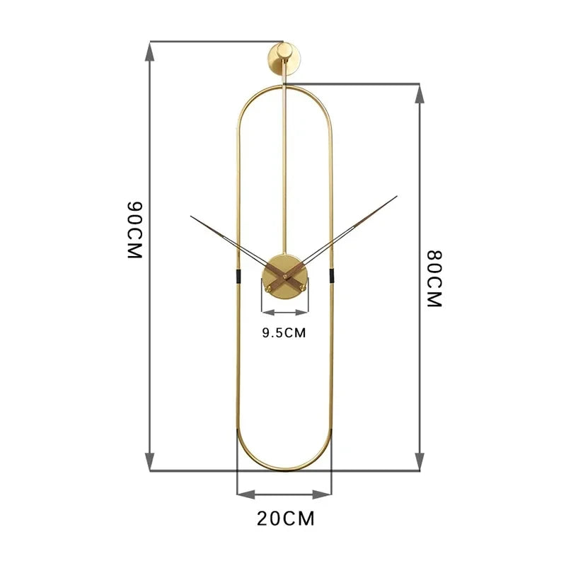 Horloge Murale Luxe Art Ovale Métal Silencieuse – Dorée ou Noire