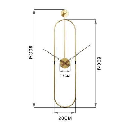 Horloge Murale Luxe Art Ovale Métal Silencieuse – Dorée ou Noire