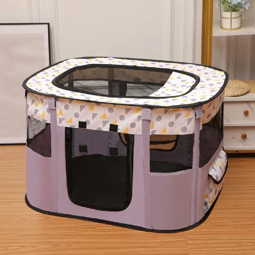 Parc pliable portable pour animaux, parois en filet et fermetures zippées