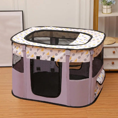 Parc pliable portable pour animaux, parois en filet et fermetures zippées