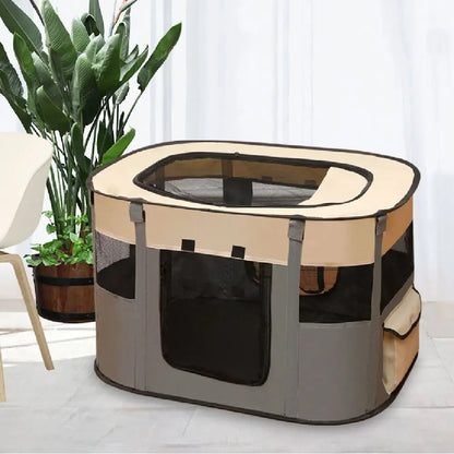 Parc pliable portable pour animaux, parois en filet et fermetures zippées