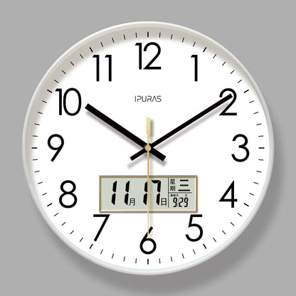 Horloge Murale Moderne – Température, Calendrier & Analogique Silencieuse