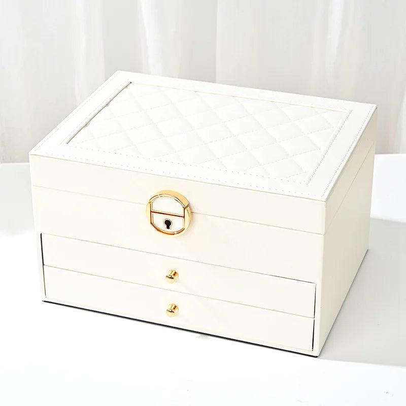 Large Jewelry Storage Box Multi-Layer Organizer For Jewelry Necklace Earring Leather Jewellery Storage Packaging Display Boxes