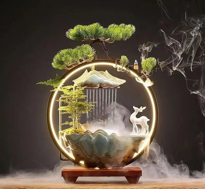 Fontaine Décorative Céramique Émail – Style Néoclassique, 3 Tailles & 6 Designs