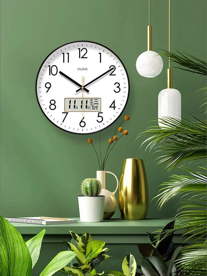 Horloge Murale Moderne – Température, Calendrier & Analogique Silencieuse