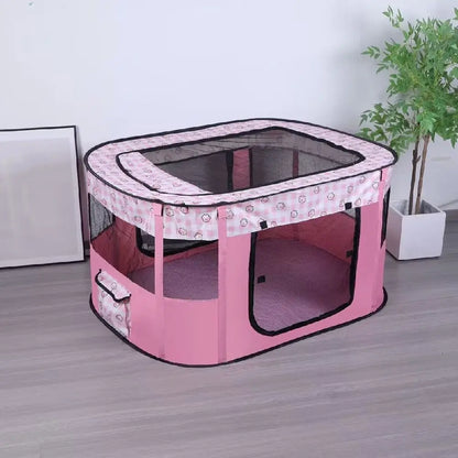 Parc pliable portable pour animaux, parois en filet et fermetures zippées