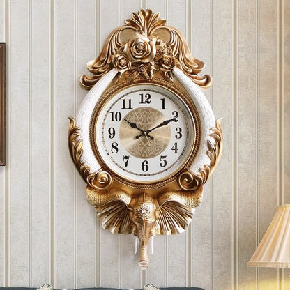 Horloge Murale Luxe Éléphant – Style Européen Rétro, 3 Finitions