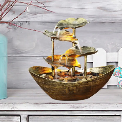 Fontaine Feuille de Lotus Métal LED – Cascade Zen USB, 3 Finitions