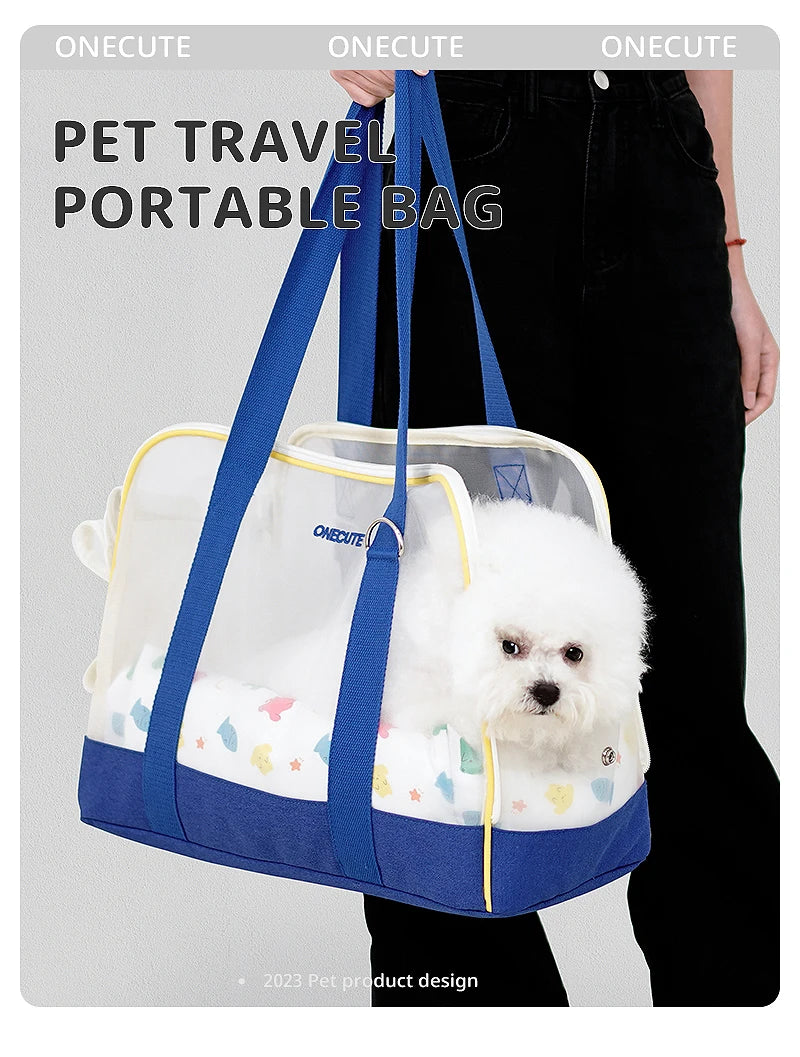 Sac de transport pour chien avec panneaux transparents et double poignée