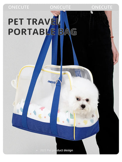 Sac de transport pour chien avec panneaux transparents et double poignée