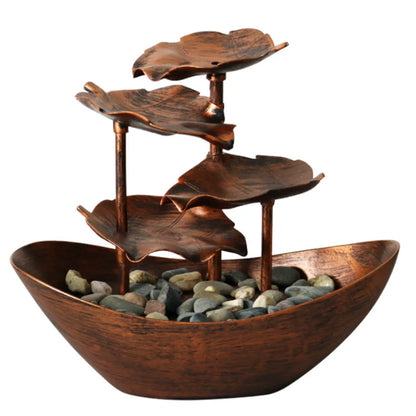 Fontaine Lotus 4 Niveaux LED – Bateau Zen USB, Cascade Circulante 28x15x25cm