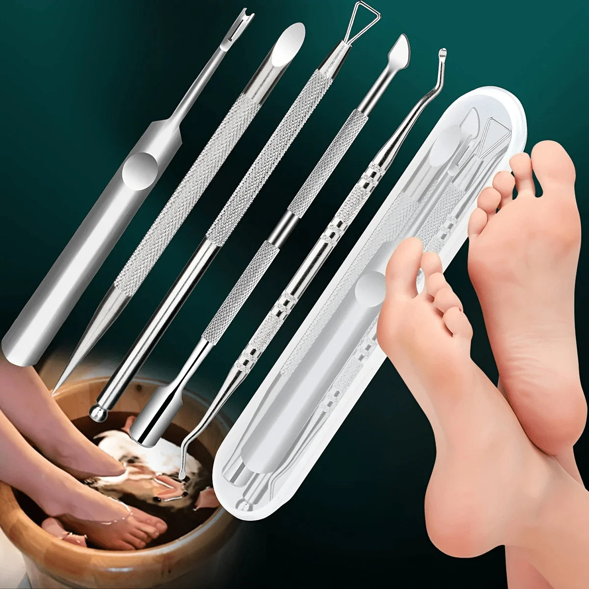 Kit Pédicure Professionnel 5 Pièces – Acier Inoxydable avec Boîte de Rangement