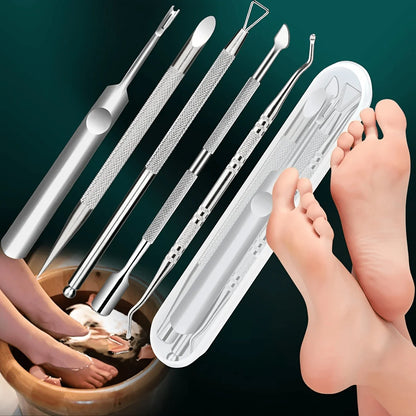 Kit Pédicure Professionnel 5 Pièces – Acier Inoxydable avec Boîte de Rangement