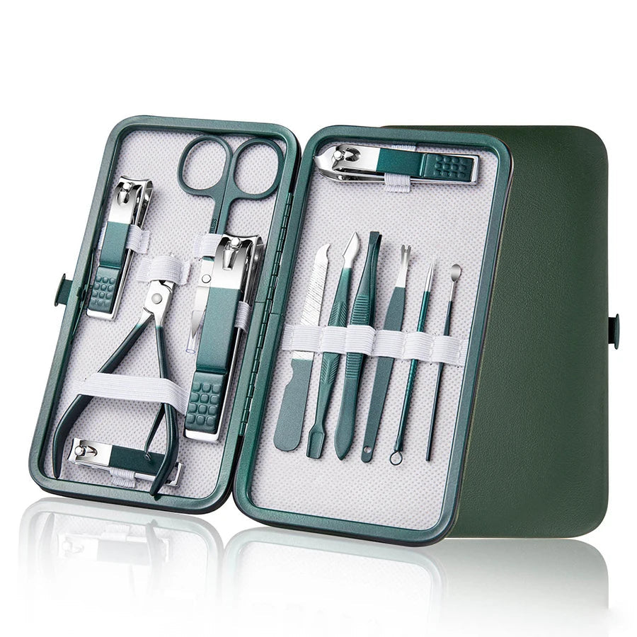 Kit Manucure Professionnel 6 à 18 Pièces avec Étui en Cuir – Soin Mains, Pieds et Visage