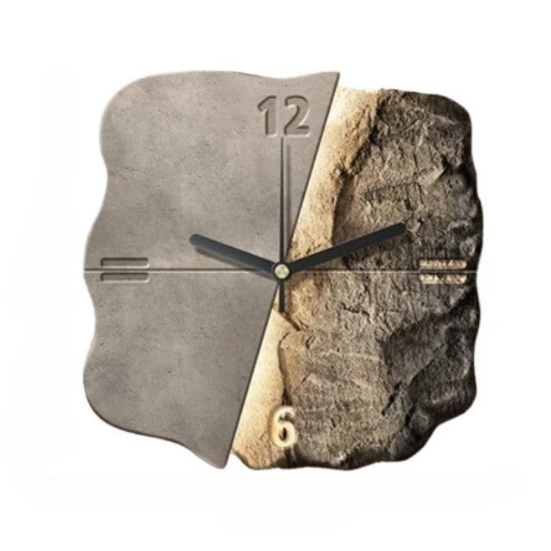 Horloge murale minérale associant relief pierre et céramique