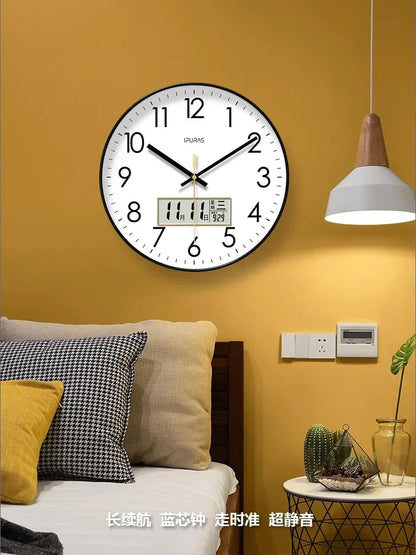Horloge Murale Moderne – Température, Calendrier & Analogique Silencieuse