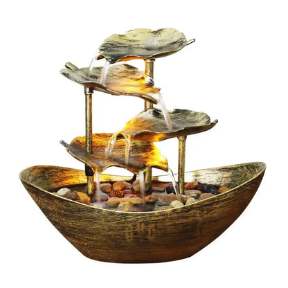 Fontaine Feuille de Lotus Métal LED – Cascade Zen USB, 3 Finitions