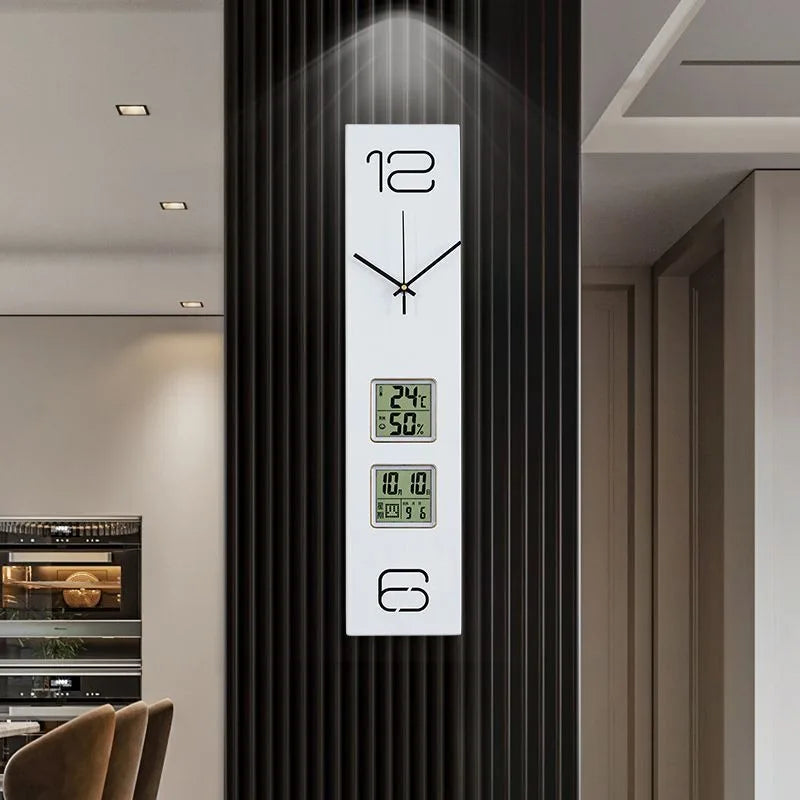 Horloge Murale Design Bois avec Date, Température et Humidité