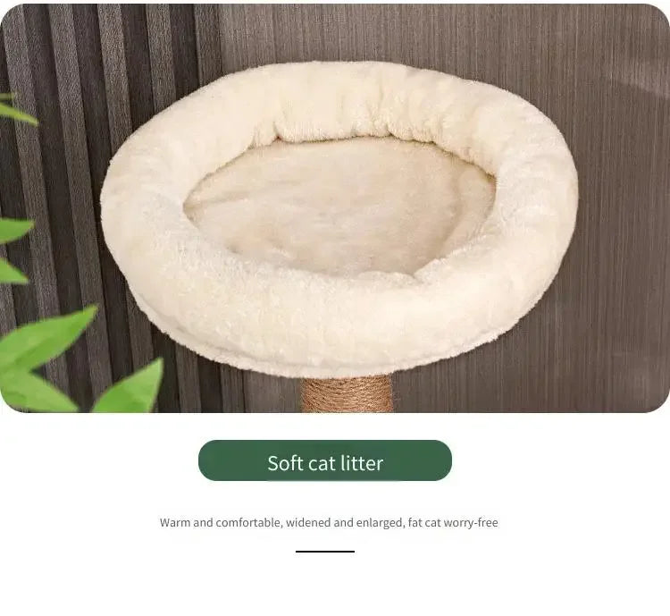 Tour à chat en bois multi-niveaux avec vasques et maisonnette à lattes