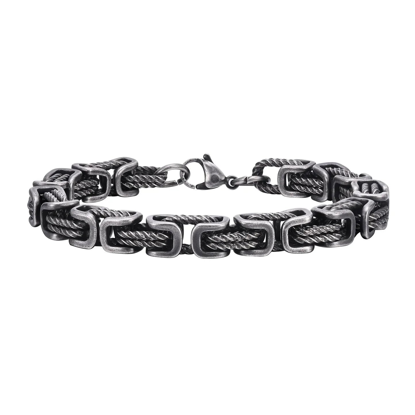 Bracelet Homme à Maillons Tressés en Acier Inoxydable Argenté