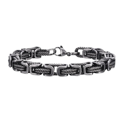 Bracelet Homme à Maillons Tressés en Acier Inoxydable Argenté