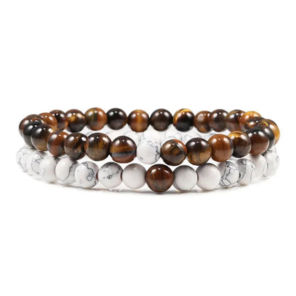 Bracelet Homme Double Rang Perles Noires et Œil de Tigre