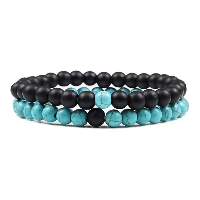 Bracelet Homme Double Rang Perles Noires et Œil de Tigre