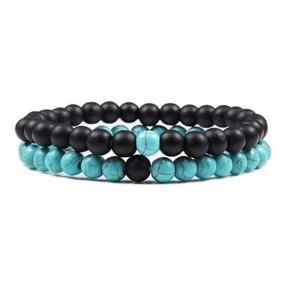Bracelet Homme Double Rang Perles Noires et Œil de Tigre