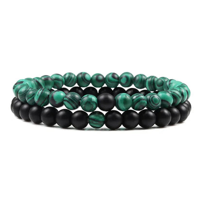Bracelet Homme Double Rang Perles Noires et Œil de Tigre