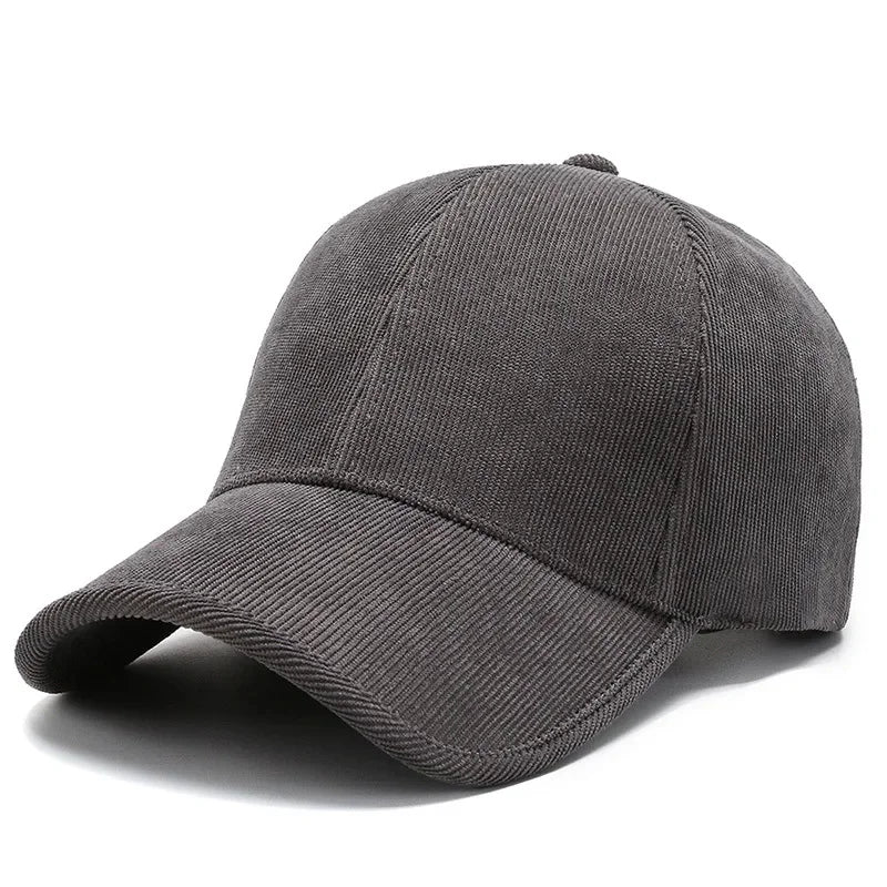 Casquette Homme en Velours Côtelé Grise - Style Baseball
