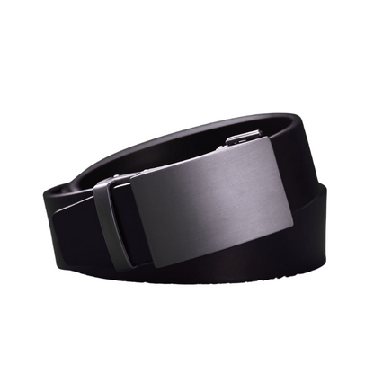 Ceinture Homme en Cuir Noir à Boucle Automatique Coulissante