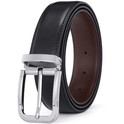 Ceinture en Cuir Noir pour Homme avec Boucle Argentée Classique