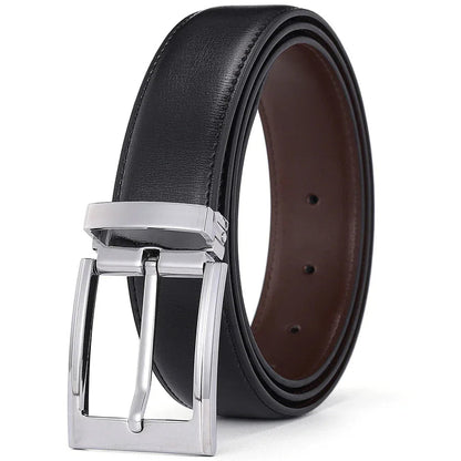 Ceinture en Cuir Noir pour Homme avec Boucle Argentée Classique