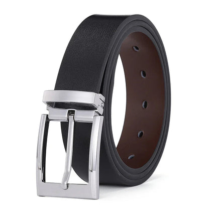 Ceinture en Cuir Noir pour Homme avec Boucle Argentée Classique