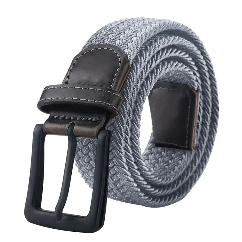 Ceinture Homme Tressée Élastique Grise avec Boucle Ardillon