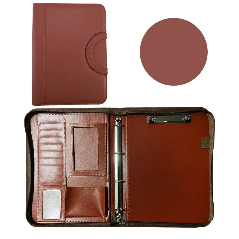 Conférencier en Cuir Marron pour Homme avec Poche Frontale