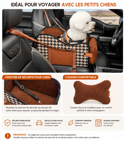 Siège Auto Accoudoir pour Petit Chien et Chat – Coussin Sécurité Respirant