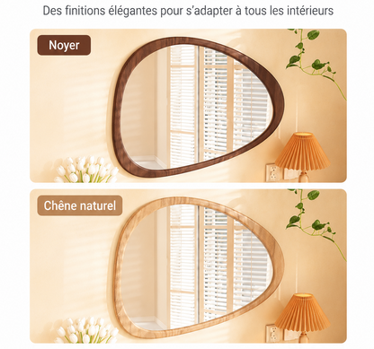 Miroir Mural Irrégulier Bois Asymétrique – Style Moderne, 4 Grandes Tailles