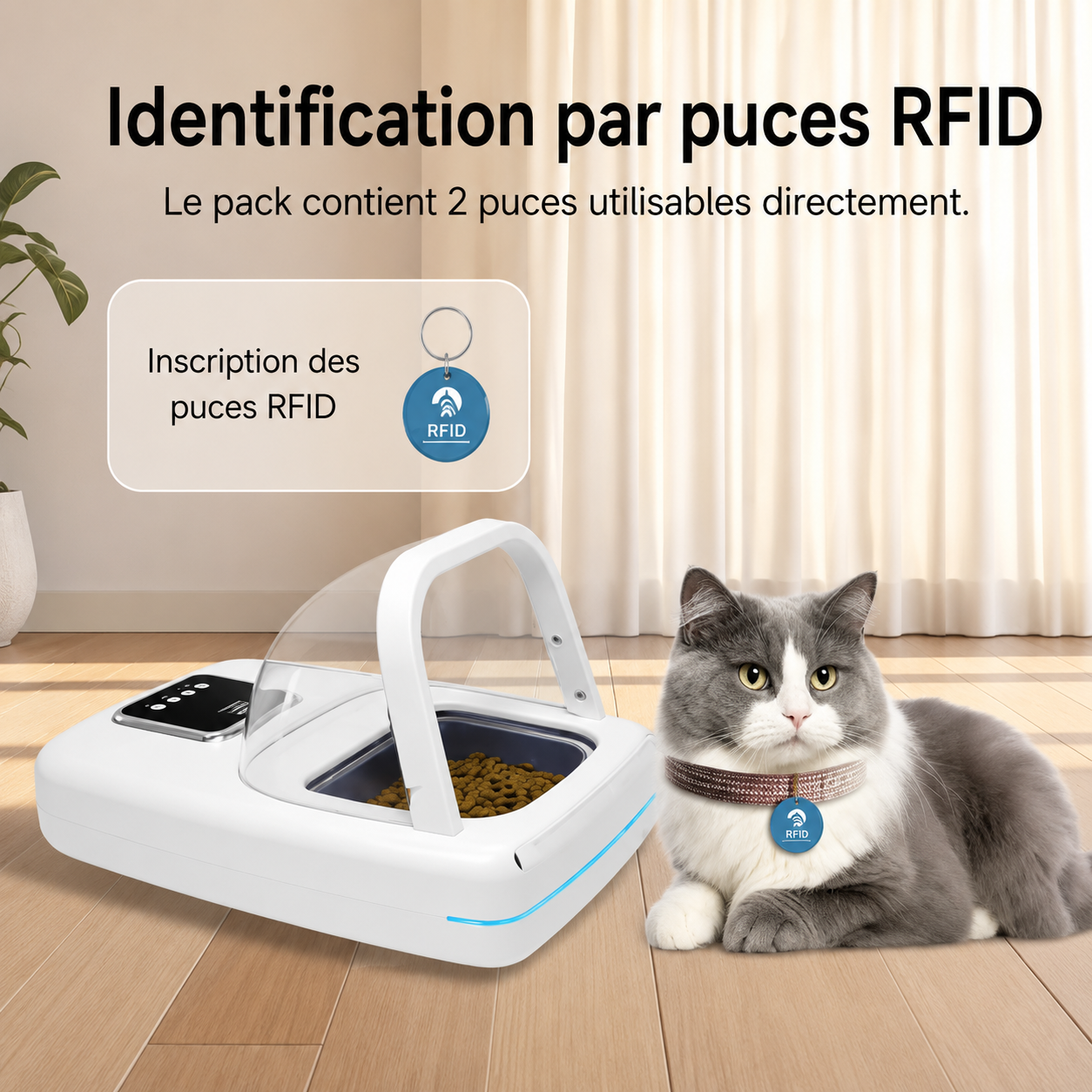 Distributeur automatique avec capot et capteur anti-vol de nourriture
